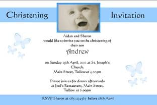 Personalised Boy Photo Christening Invitations Design 1