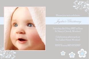 Personalised Boy Photo Christening Invitations Design 10
