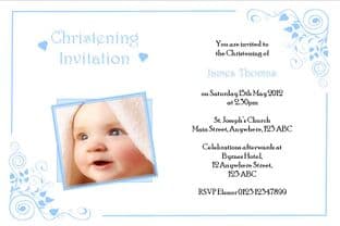 Personalised Boy Photo Christening Invitations Design 2