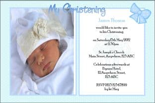 Personalised Boy Photo Christening Invitations Design 3