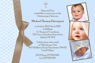 Personalised Boy Photo Christening Invitations Design 4
