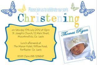 Personalised Boy Photo Christening Invitations Design 5