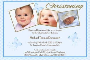 Personalised Boy Photo Christening Invitations Design 6