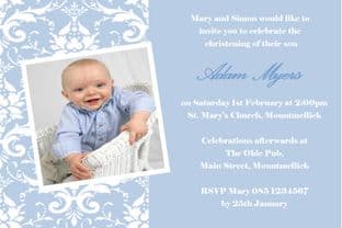 Personalised Boy Photo Christening Invitations Design 8