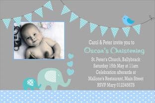 Personalised Boy Photo Christening Invitations Design 9