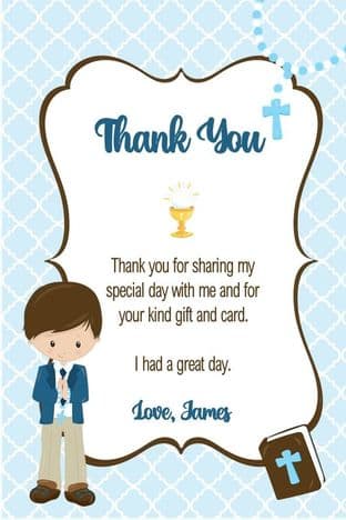 Personalised Boy Thank You Cards Boy & Bible Design