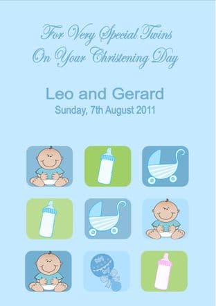 Personalised Boy Twins Christening Card