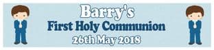Personalised Brown Hair Boy Communion Banner Design 2