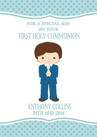 Personalised Brown Hair Boy Communion Card 1