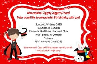 Personalised Brown Hair Boy Magician Invitations
