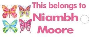 Personalised Butterflies Keyring School Bag Name Tag