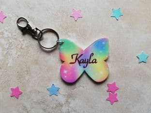 Personalised Butterfly Keyring School Bag Name Tag