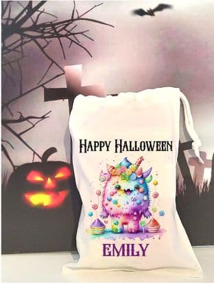 Personalised Candy Monster Drawstring Treat Bag