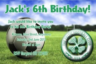 Personalised Celtic Football Club Invitations