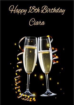 Personalised Champagne Glasses Birthday Card