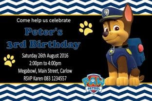Personalised Chase Paw Patrol Invitations