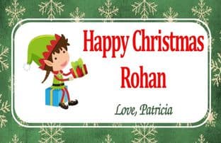 Personalised Christmas Chocolate Bar Wrapper Girl Elf