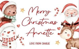 Personalised Christmas Chocolate Bar Wrapper Watercolour Santa