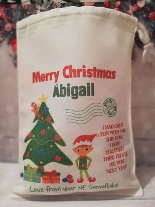 Personalised Christmas Eve Farewell Treat Bag from your Elf