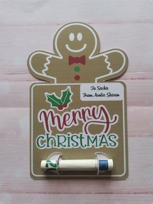 Personalised Christmas Gift Money Holder - Gingerbread Man