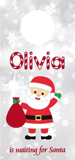 Personalised Christmas Name Bedroom Santa Claus Door Hanger
