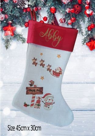 Personalised Christmas Stocking Gold Glitter Name
