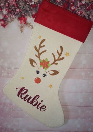 Personalised Christmas Stocking Pink Glitter Name