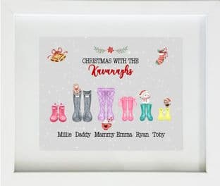 Personalised Christmas Wellies Family Print