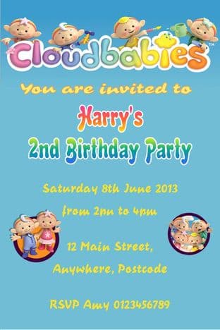 Personalised Cloudbabies / Cloud babies Invitations