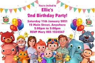 Personalised Cocomelon Invitations BLUE OR PINK OPTION