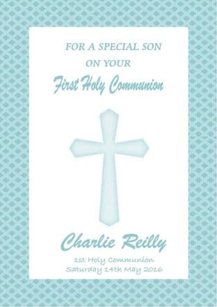 Personalised Communion Card Blue Cross 1