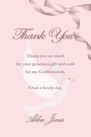 Personalised Confirmation Dove Girl Thank You Cards