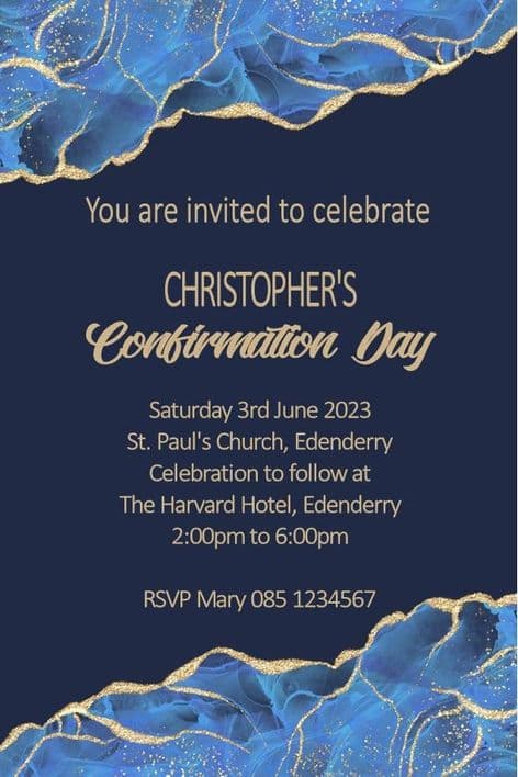 Personalised Confirmation Invitations Son