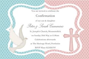 Personalised Confirmation Invitations Boy Girl Twins New Design 1