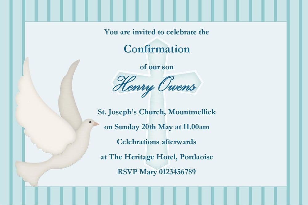 Personalised Confirmation Invitations Son Design 2