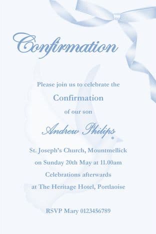 Personalised Confirmation Invitations Boy New Design 2
