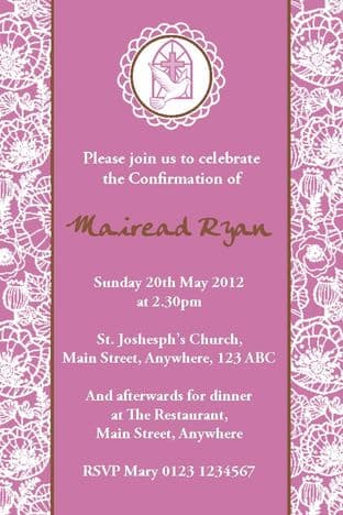 Personalised Confirmation Invitations Daughter Design 3