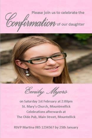 Personalised Confirmation Invitations Girl Photo