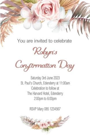 Personalised Confirmation Invitations Pampass Grass