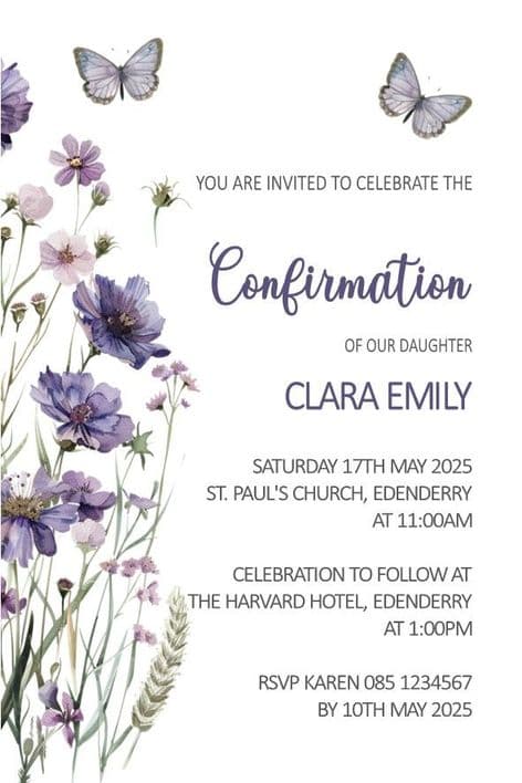 Personalised Confirmation Invitations Son