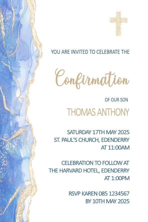 Personalised Confirmation Invitations Son