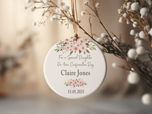 Personalised Confirmation Pink Rose Keepsake Ornament