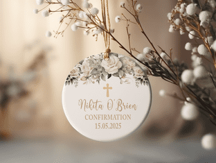 Personalised Confirmation White Rose Keepsake Ornament