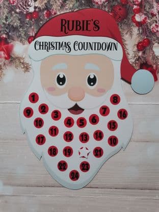 Personalised Countdown to Christmas Magnetic Fridge Santa
