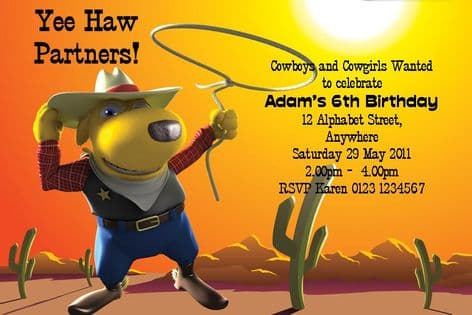 Personalised Cowboy Theme Invitations