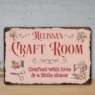 Personalised Craft Room Faux Rusted Vintage Style Metal Sign 2
