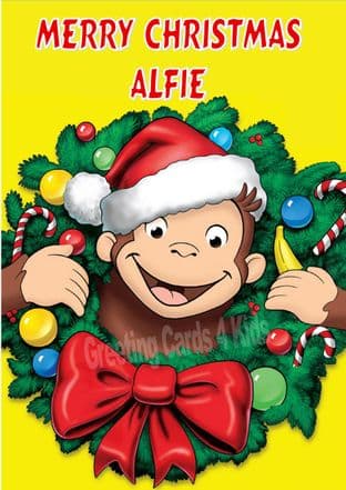 Personalised Curious George Christmas Card