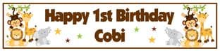 Personalised Cute Baby Animals Jungle Theme Banner
