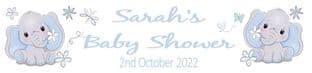 Personalised Cute Blue Baby Elephant Baby Shower Banner