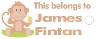 Personalised Cute Monkey Keyring School Bag Name Tag